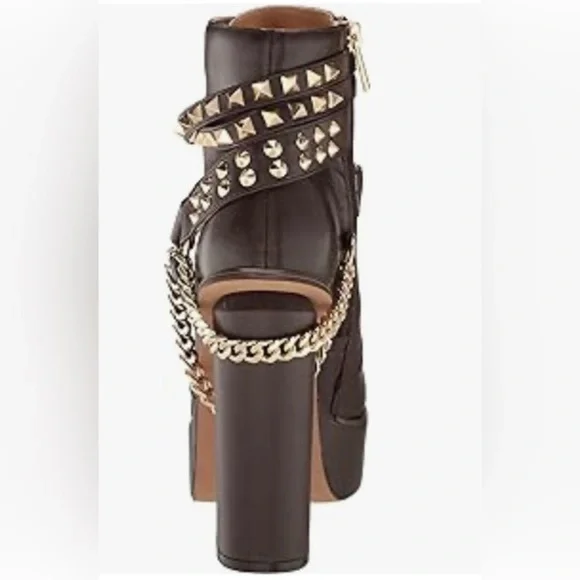 Jessica Simpson Lannoli brown lace up chain Studded Platform heeled boots size 9 - Picture 7 of 7